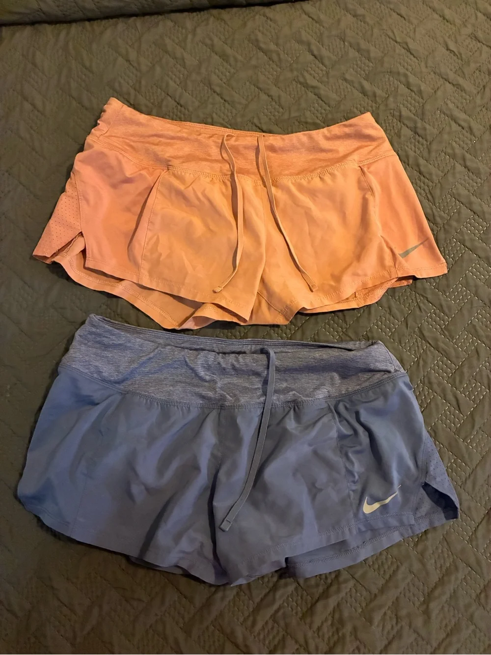 Nike Blue and Coral Dri-FIT Shorts Pair